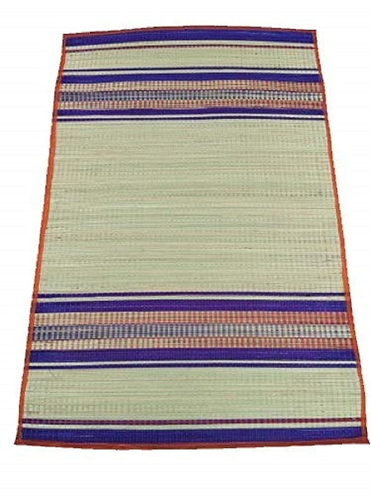 EZAHK Handmade Organic and Eco-Friendly Korai Grass Mat, Sleeping Sitting Mat, 4 Side Border- Multicolour (4X6 ft)