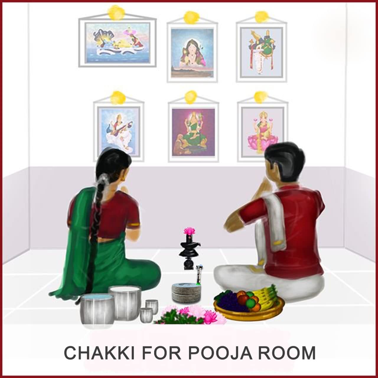 EZAHK Miniature Stone Chakki for Kids Toy,Gift,Vastu,Home Decor,Only For Pooja Purpose(Width 4 inch) Small Size