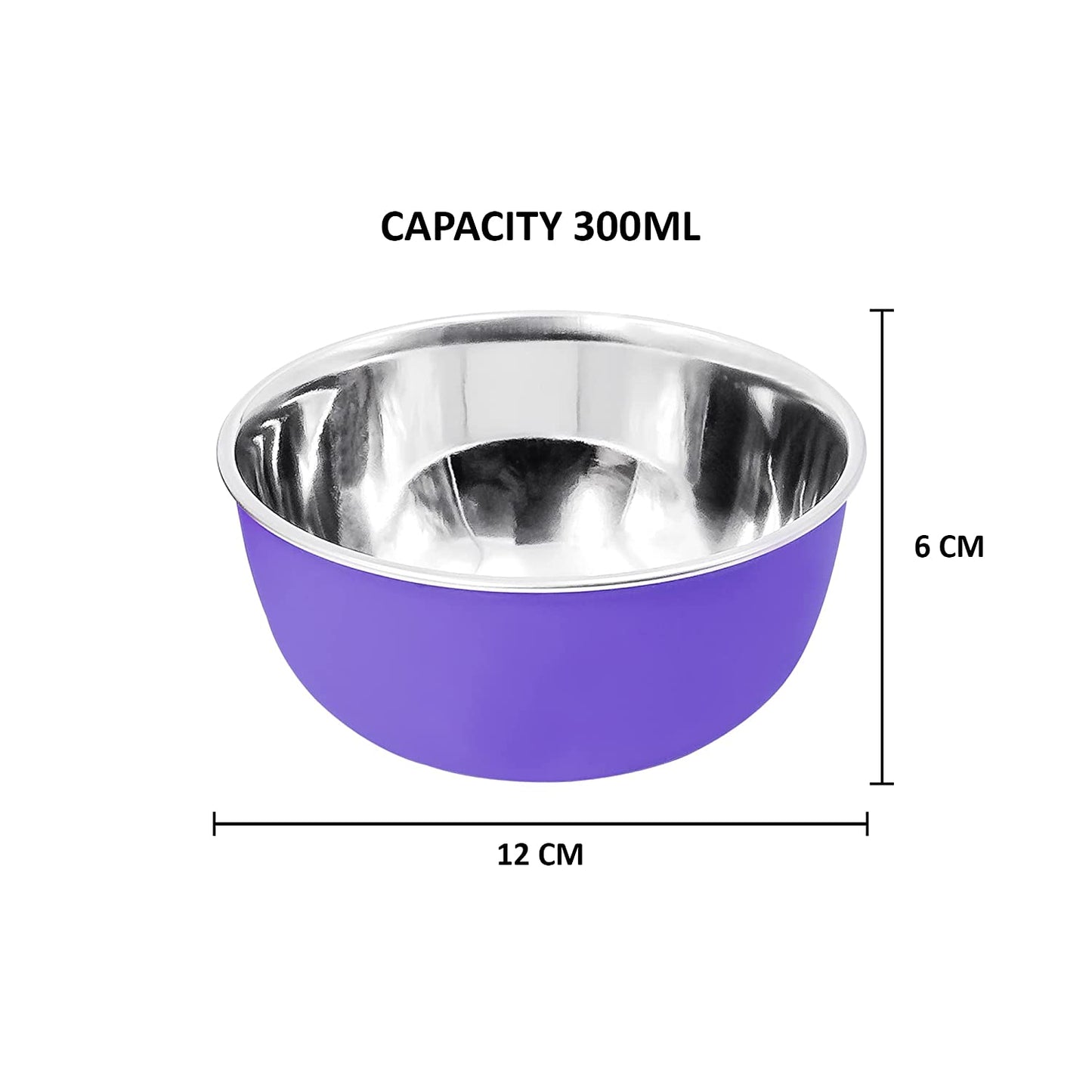 Stainless Steel Microwave Safe Bowls 6 Pieces Set (12cm, 6 Pieces Set)