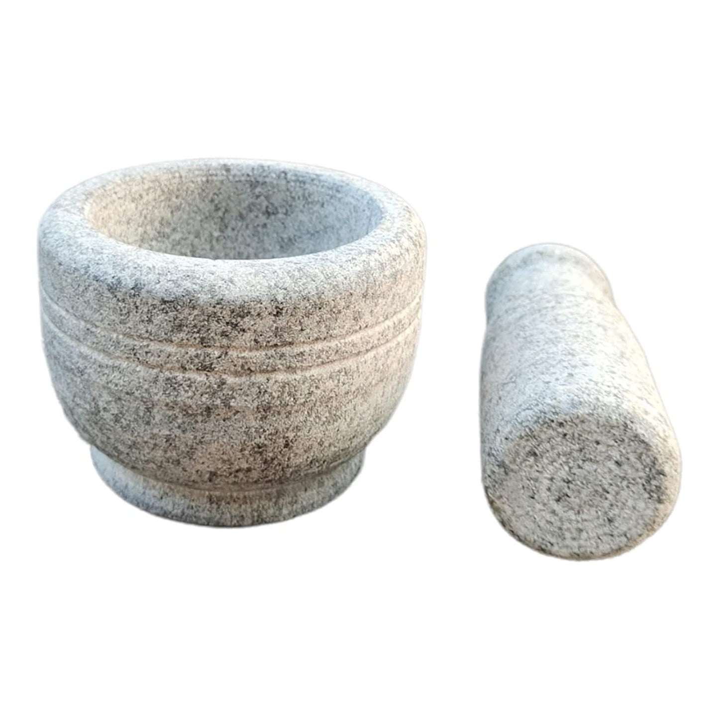 EZAHK Stone Pestle and Mortar Set, Okhli, Khalbatta, Kharal, Mixer, Natural & Traditional Grinder Musal (4 inch) Small Size