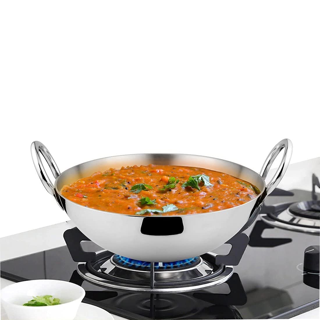 EZAHK 10 Inch Aluminium Kadhai | 2.5 Litre , (Size : 26 cm) Kadai with Handle for Kitchen , Silver - 1KG Weight