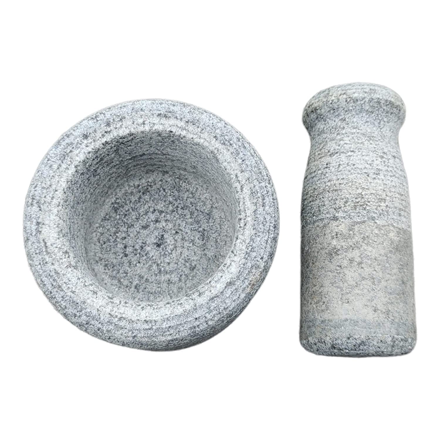 EZAHK Stone Mortar and Pestle Set for Spices, Okhli Masher, Khalbatta stone, Kharal, Mixer, Natural & Traditional Grinder, Musal, Well Design for Kitchen, Home, Herbs, Stone Okhli