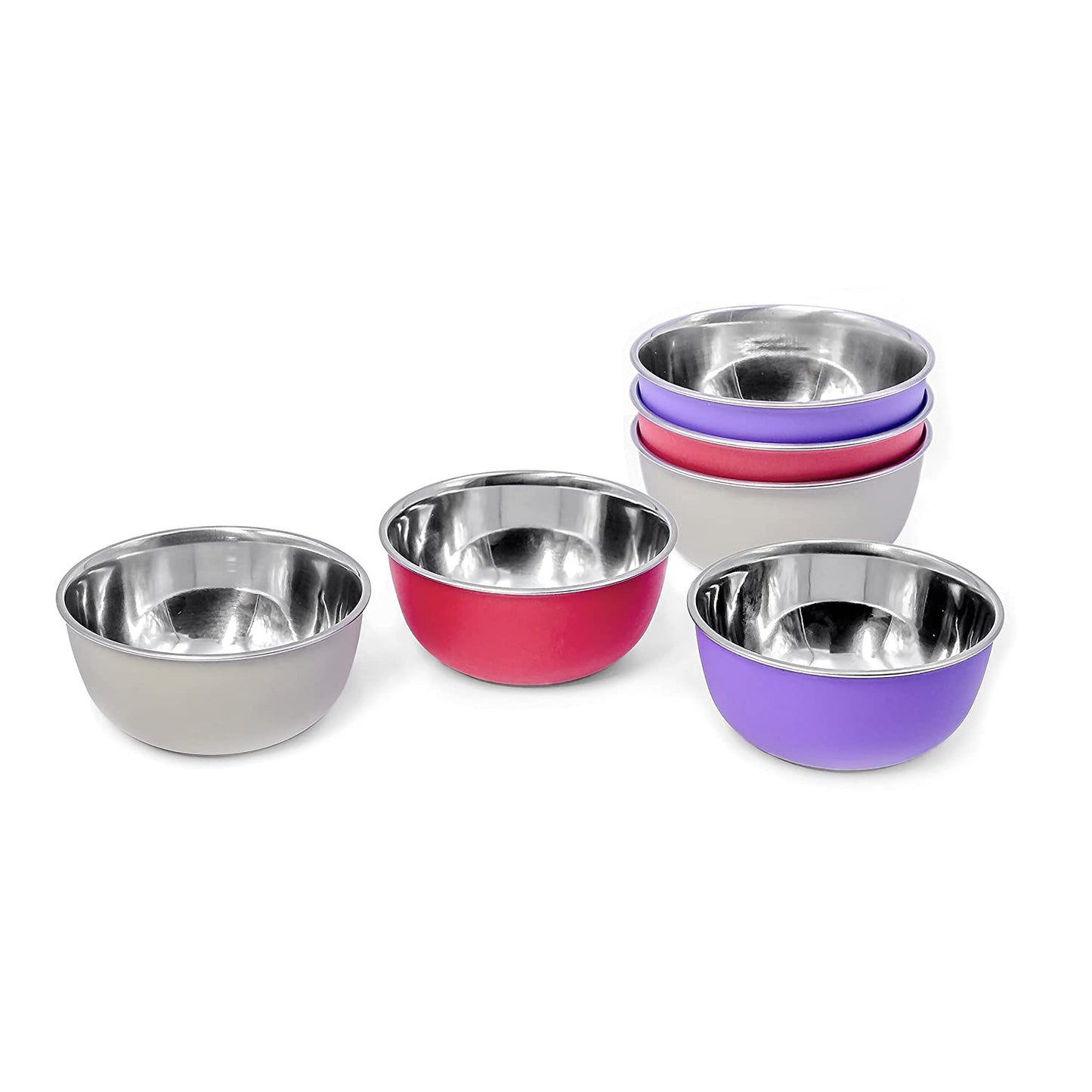 Stainless Steel Microwave Safe Bowls 6 Pieces Set (12cm, 6 Pieces Set)