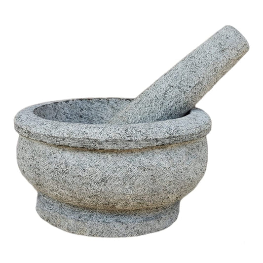 EZAHK Stone Mortar and Pestle Set Bowl unpolished (8 IN) Big Size