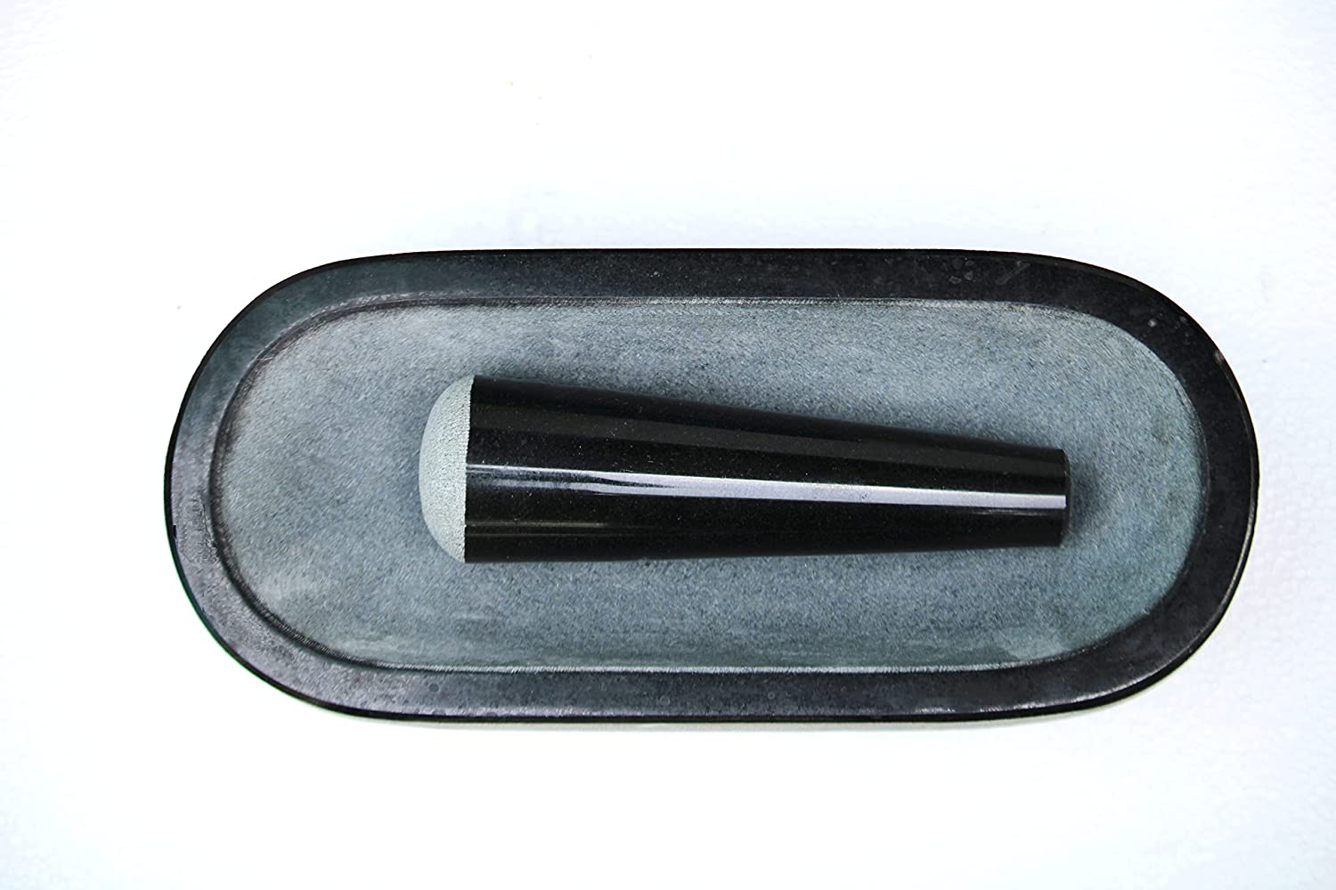 EZAHK Pure Granite Stone Mortar and Pestle Set, Kalvam,kharad, Masher Spice Mixer/Okhli and musle/Kharal for Kitchen and medicine making 14×6 inches- Big Size grey