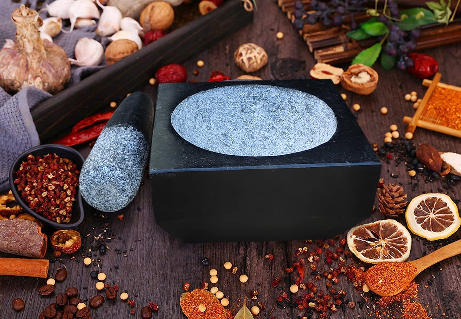 EZAHK Stone Mortar and Pestle Set (5.5  inch)