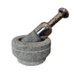 EZAHK Mortar and Pestle Set with Stainless Steel Handle Bowl Type (Width 12cm x Height 7cm) (Grey)