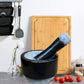 EZAHK Black Granite Stone Mortar and Pestle Size Width 6.2 inch,Height 4 inch