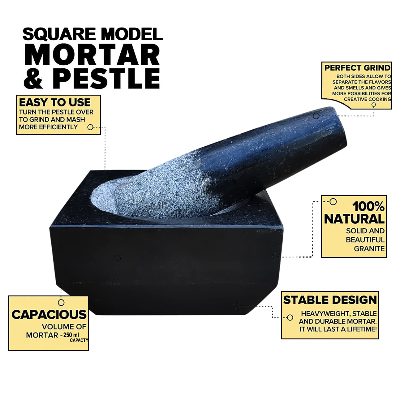 EZAHK Stone Mortar and Pestle Set (5.5  inch)