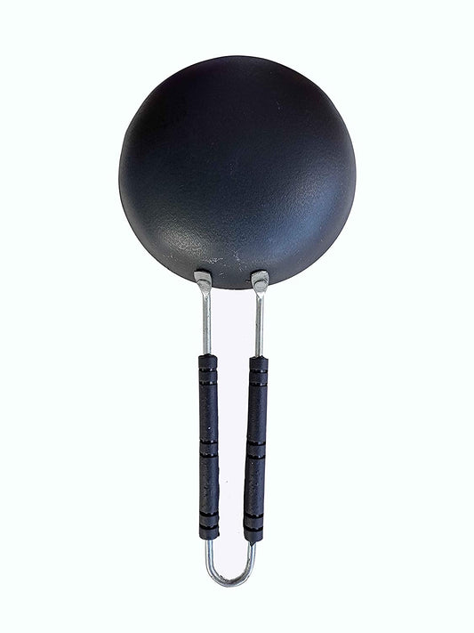 EZAHK Iron Fry Pan 7cm Diameter with 13cm Long and 2 mm Thick Iron Handle (Black)