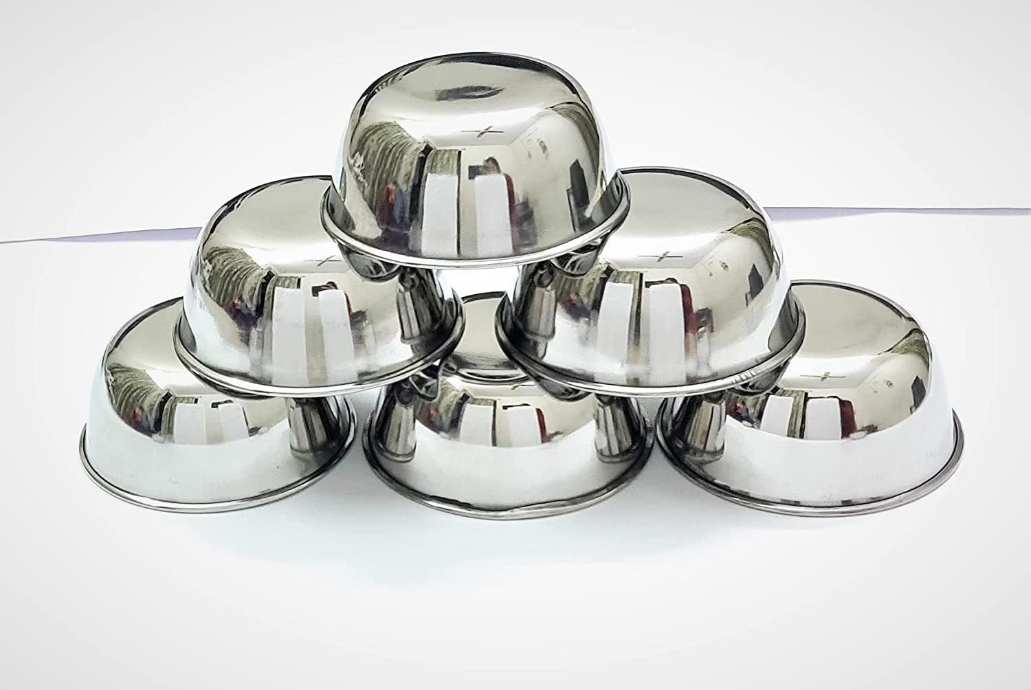 Stainless Steel Serving Bowl Set, Dinnerware Steel Solid Bowls, Mixing Bowl, Vati Or Katori Set, Kitchen & Dinning Items for Serving, Set of 6 Solid Bowl (Plain Bowl, 200 ml)
