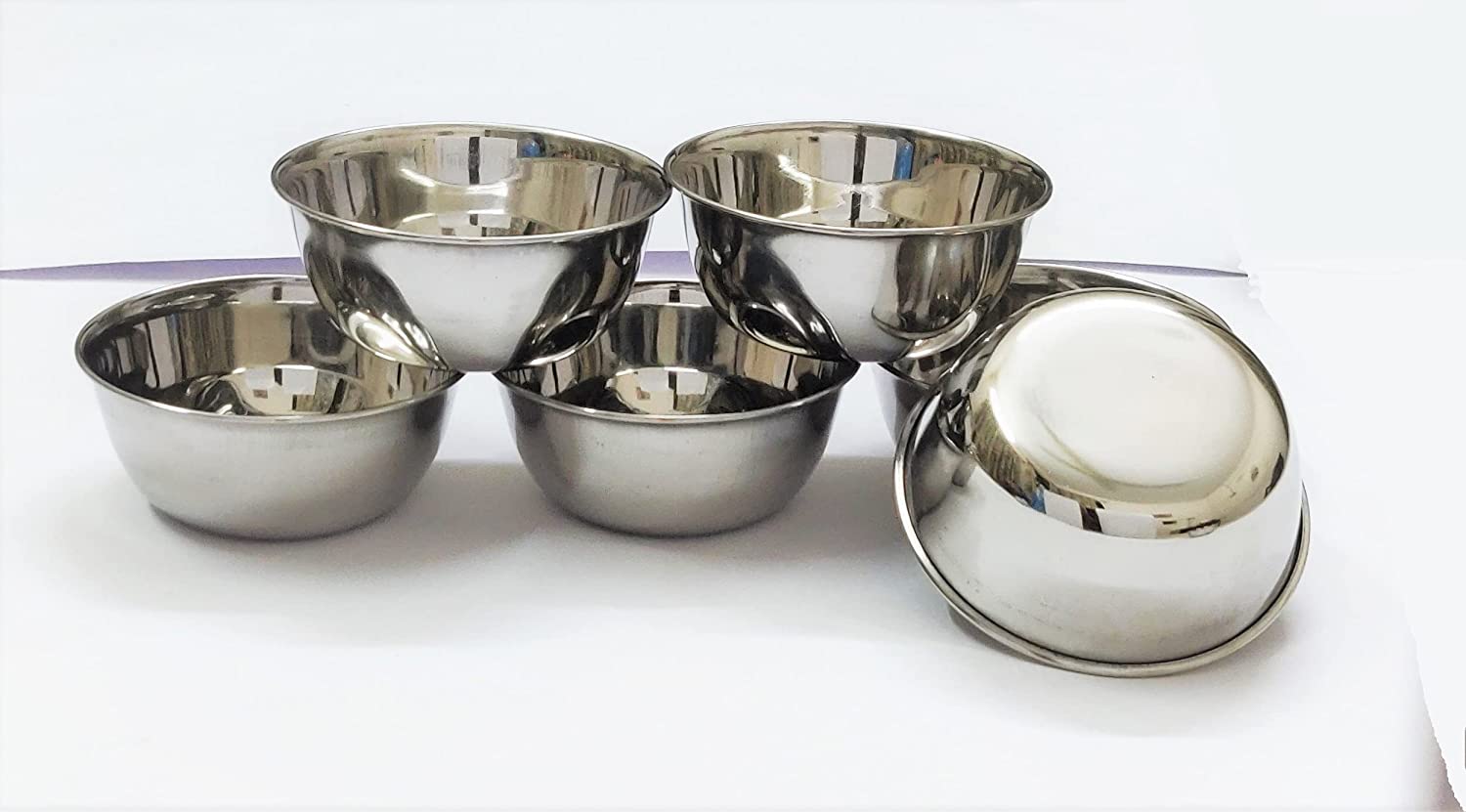 Stainless Steel Serving Bowl Set, Dinnerware Steel Solid Bowls, Mixing Bowl, Vati Or Katori Set, Kitchen & Dinning Items for Serving, Set of 6 Solid Bowl (Plain Bowl, 200 ml)