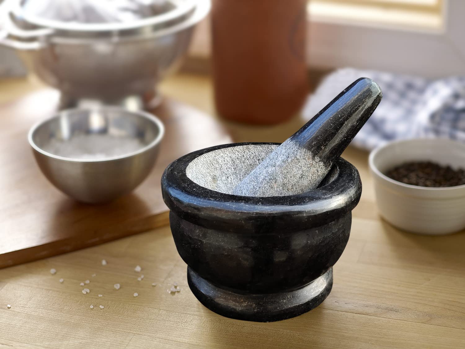 EZAHK Stone Mortar and Pestle Set (5 inch)