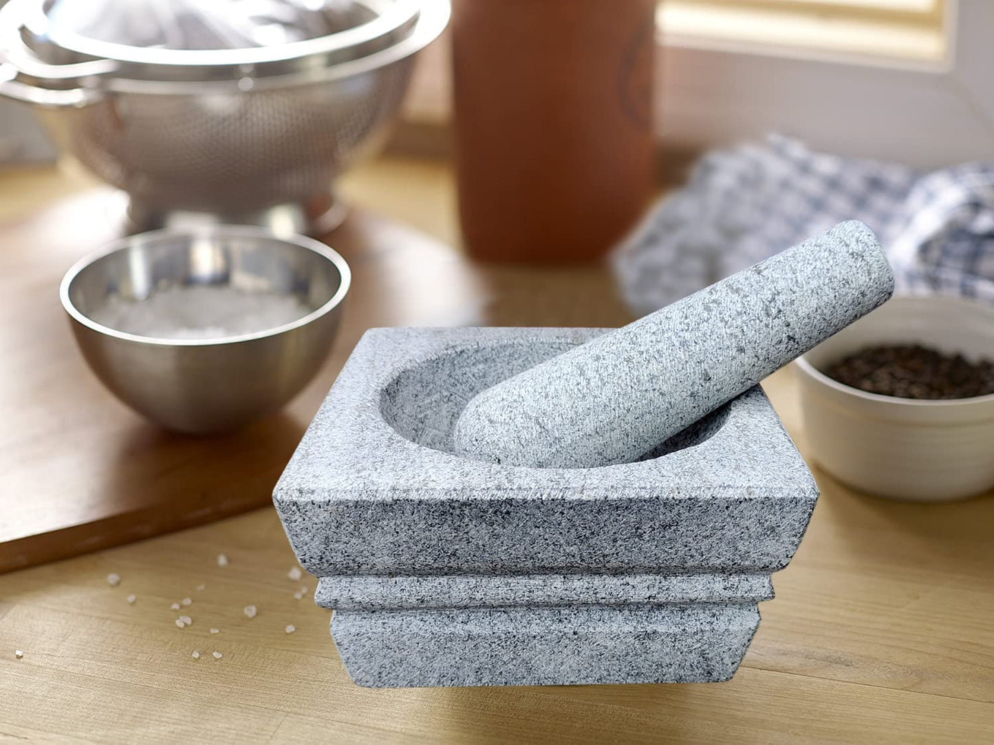 EZAHK Stone Mortar and Pestle Set (5.5 inch) - Grey