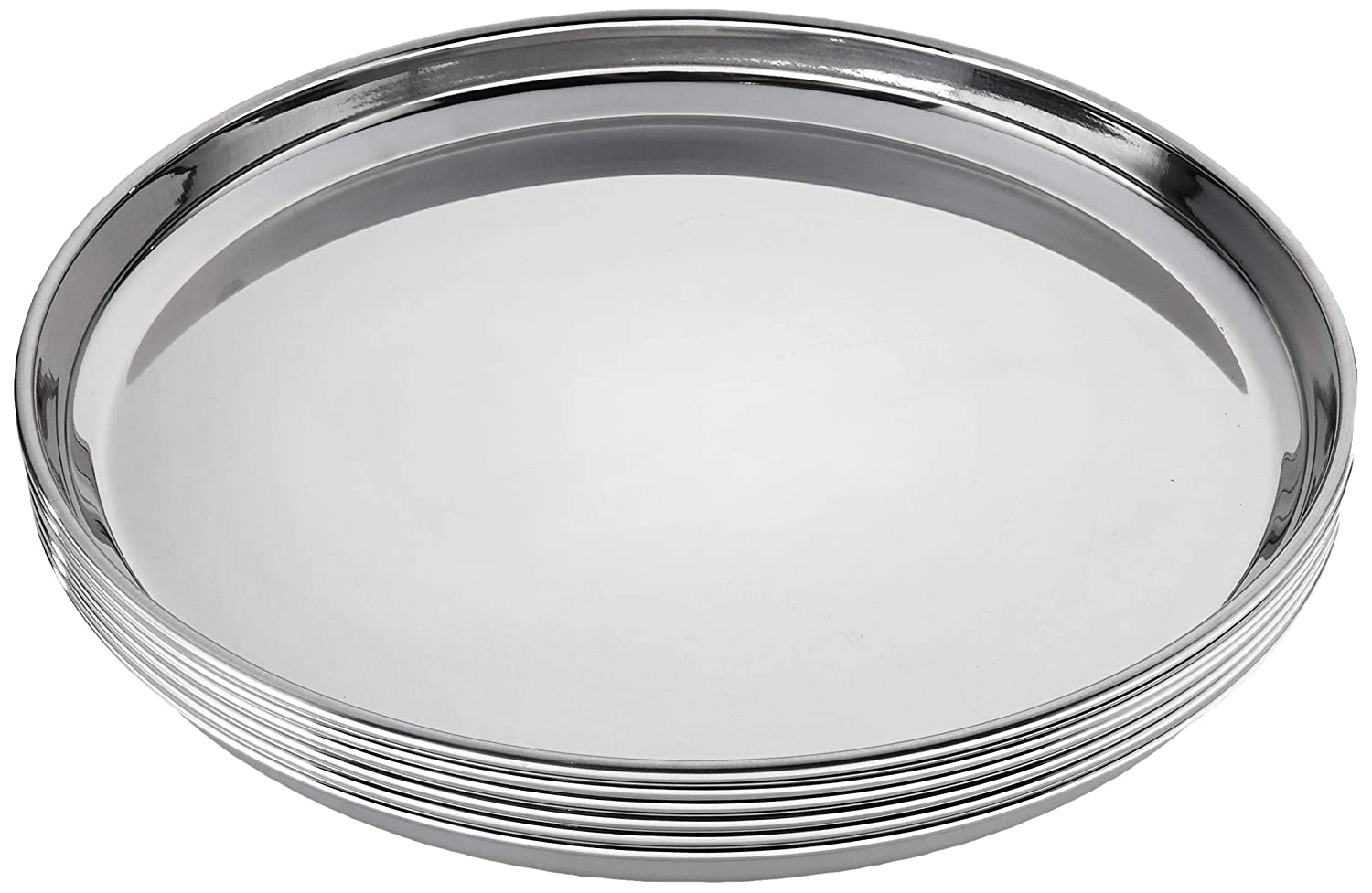 Stainless Steel Dinner Plate Set (6 pieces, 25.5cm dia, Wall Design)