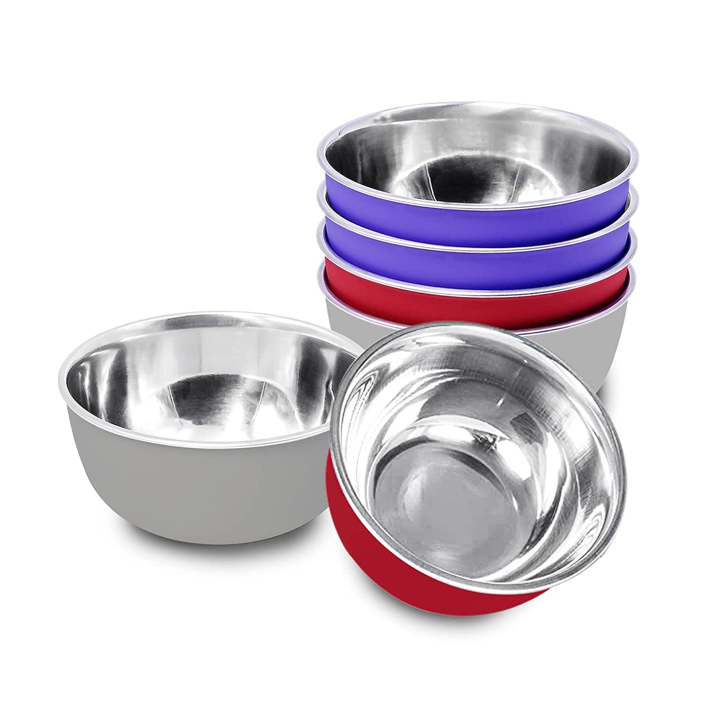 Stainless Steel Microwave Safe Bowls 6 Pieces Set (12cm, 6 Pieces Set)