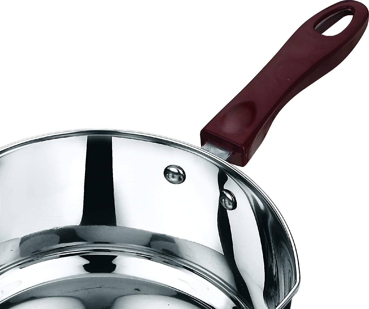 EZAHK Stainless Steel 2 Pcs Set of Milk Pan 1 litres & 1.6 litres with Sturdy Virgin Bakelite Handle - Induction and Gas Stove Friendly (2 Years Warranty, Silver), Standard, (IMP1416)