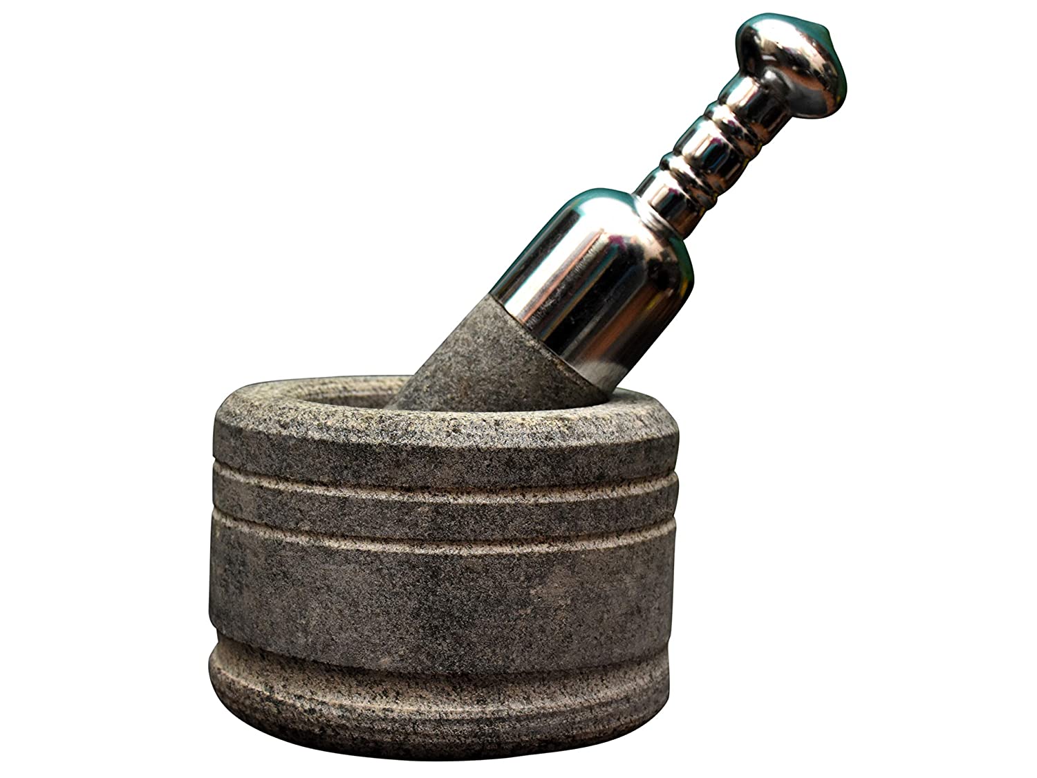 EZAHK Mortar and Pestle Set with Stainless Steel Handle (5 inch)