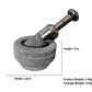 EZAHK Mortar and Pestle Set with Stainless Steel Handle Bowl Type (Width 12cm x Height 7cm) (Grey)