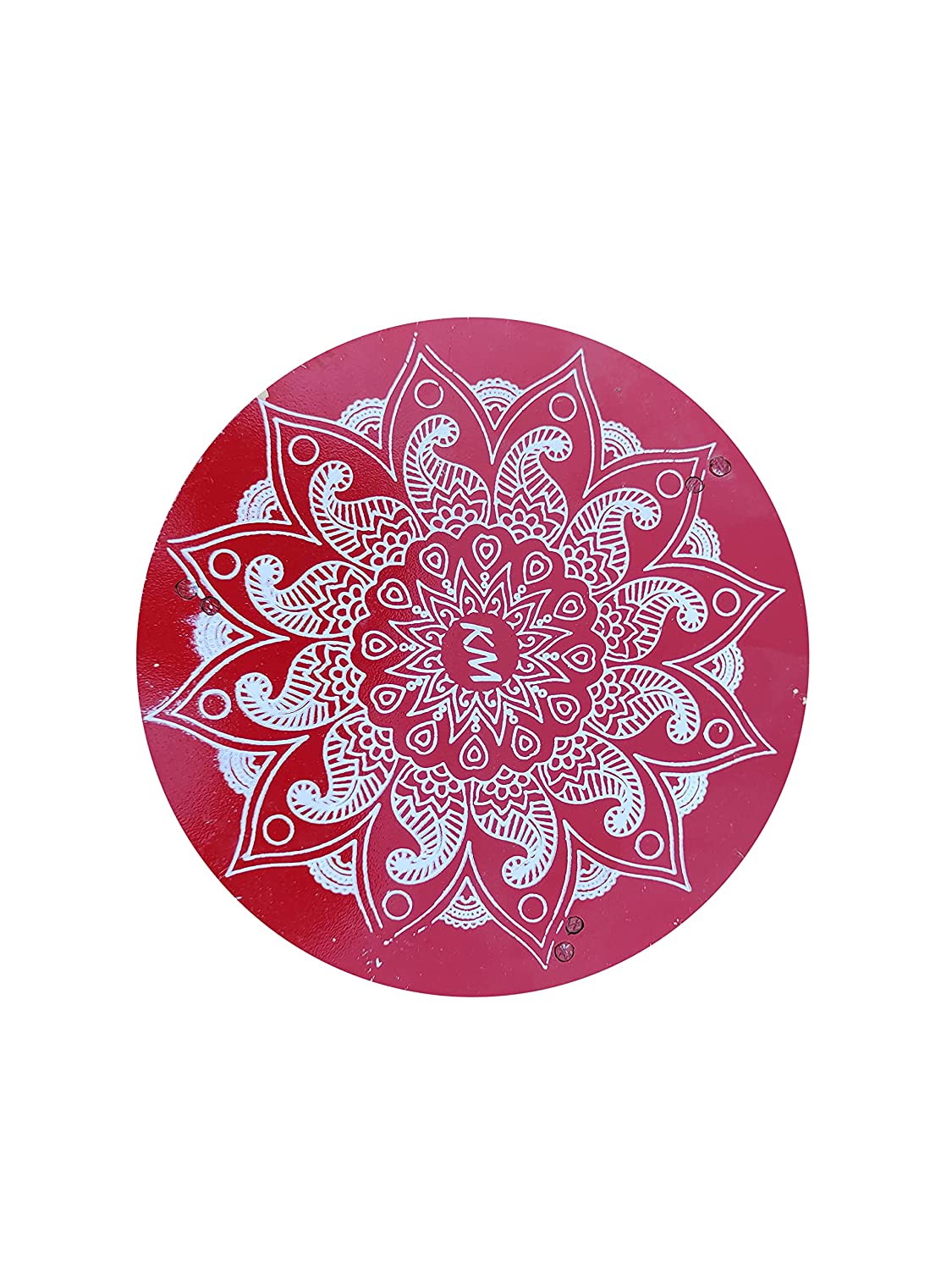 EZAHK Wooden Mini Stool, Mukkali Pooja Stand for Sitting, Home and Bedroom, 8 inch - Red