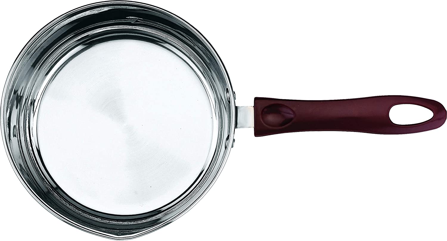 EZAHK Stainless Steel 2 Pcs Set of Milk Pan 1 litres & 1.6 litres with Sturdy Virgin Bakelite Handle - Induction and Gas Stove Friendly (2 Years Warranty, Silver), Standard, (IMP1416)