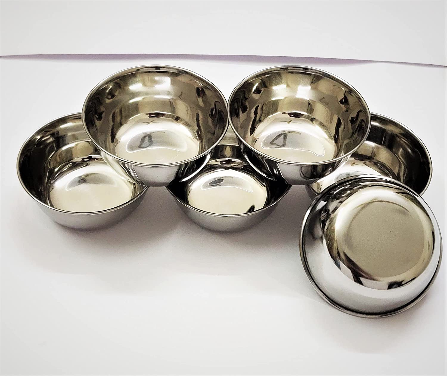 Stainless Steel Serving Bowl Set, Dinnerware Steel Solid Bowls, Mixing Bowl, Vati Or Katori Set, Kitchen & Dinning Items for Serving, Set of 6 Solid Bowl (Plain Bowl, 200 ml)