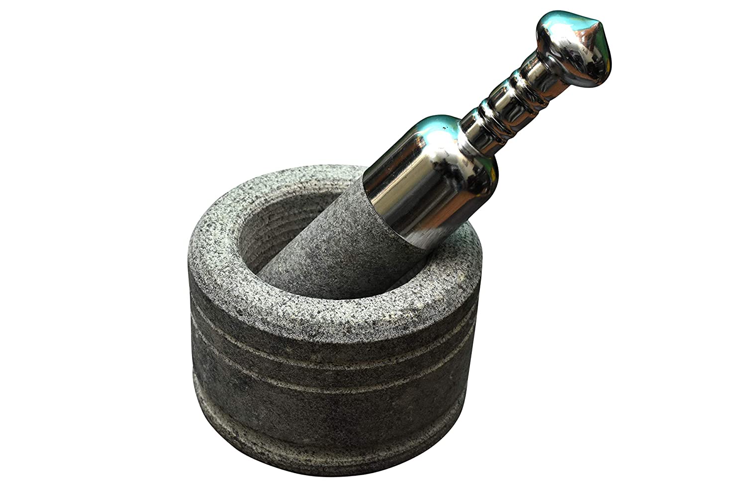 EZAHK Mortar and Pestle Set with Stainless Steel Handle (5 inch)