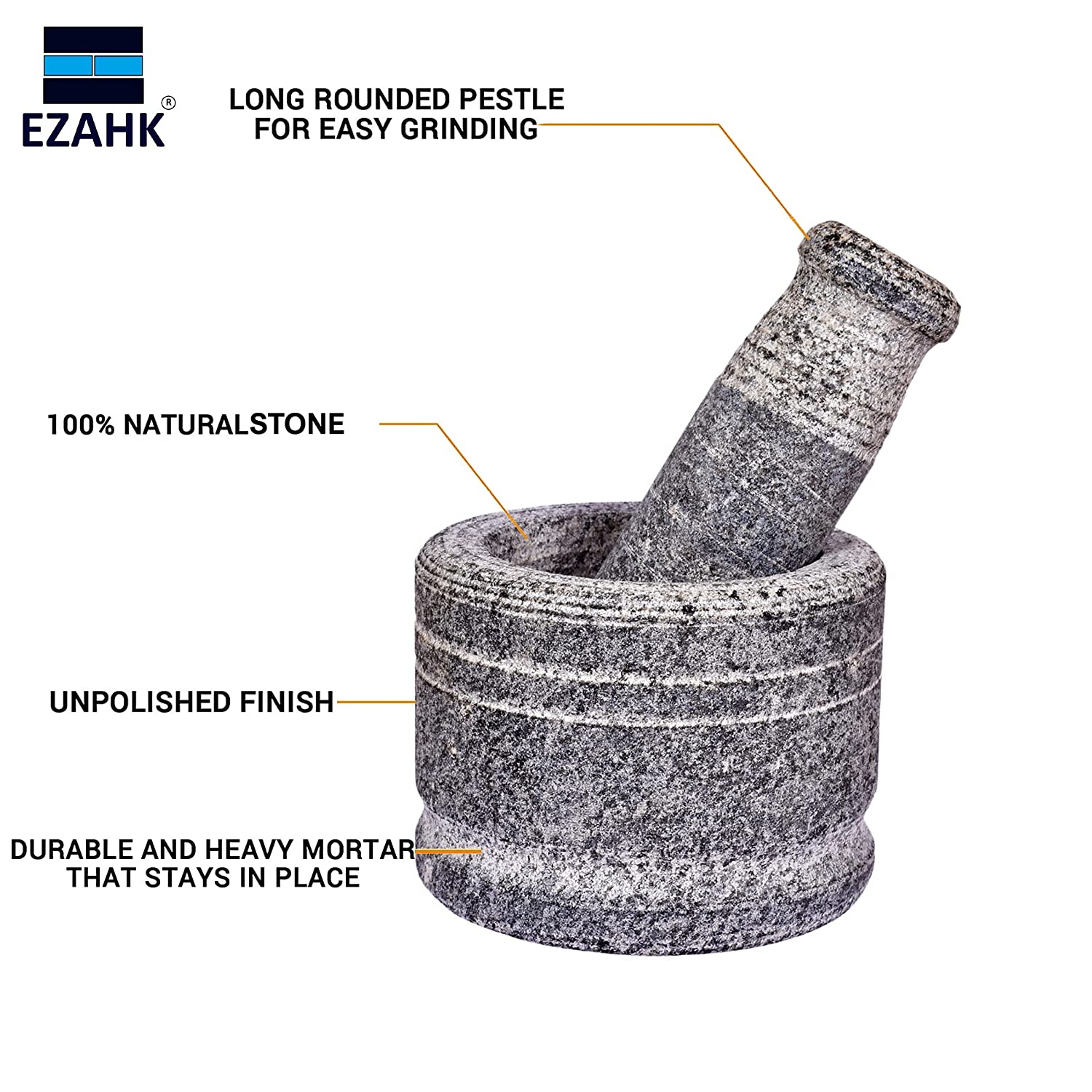 EZAHK Zaina Mortar and Pestle Set for Spices (3.5 in)