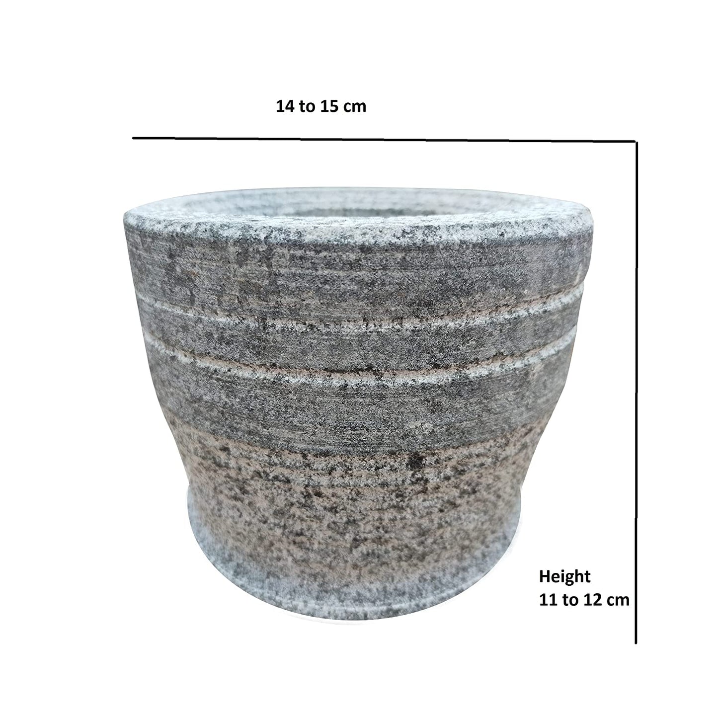 EZAHK Stone Mortar and Pestle Set, Large Size (15 cm) (Grey)