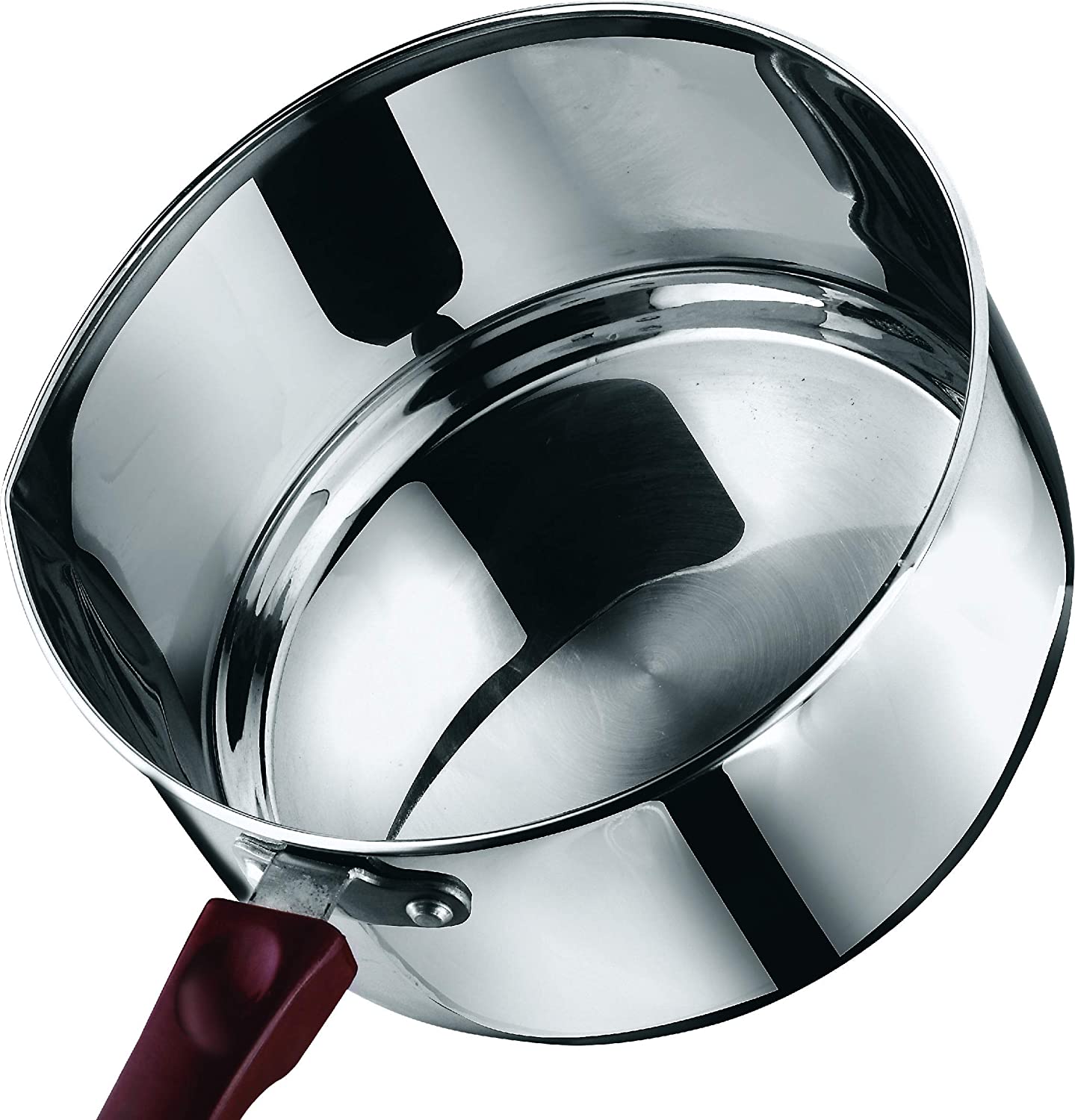 EZAHK Stainless Steel 2 Pcs Set of Milk Pan 1 litres & 1.6 litres with Sturdy Virgin Bakelite Handle - Induction and Gas Stove Friendly (2 Years Warranty, Silver), Standard, (IMP1416)