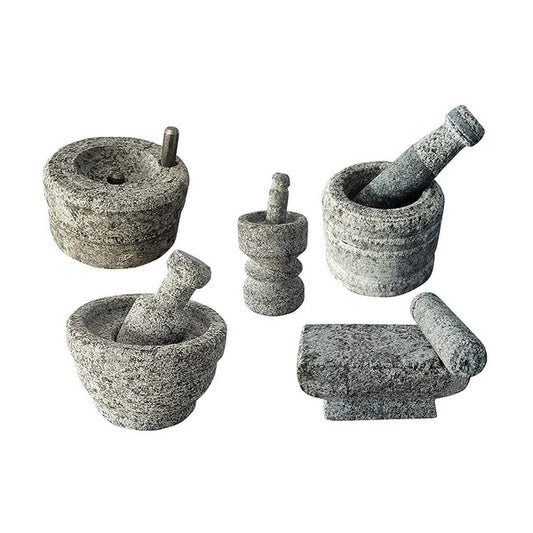 EZAHK Stone Miniature Kitchen Set for Kids (Set of 5), Pooja and Grahapravesam, Traditional Home, Grinding Stone - Make Your Littles Time Full Fun-Filled - Kitchen Playsets