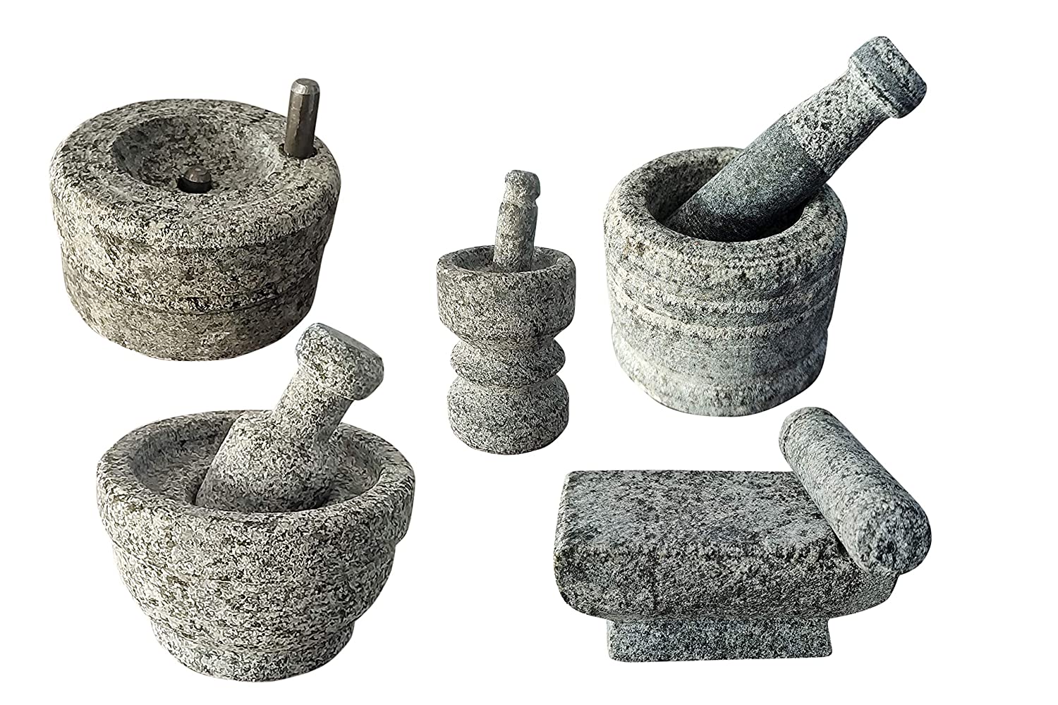 EZAHK Stone Miniature Kitchen Set for Kids (Set of 5), Pooja and Grahapravesam, Traditional Home, Grinding Stone - Make Your Littles Time Full Fun-Filled - Kitchen Playsets