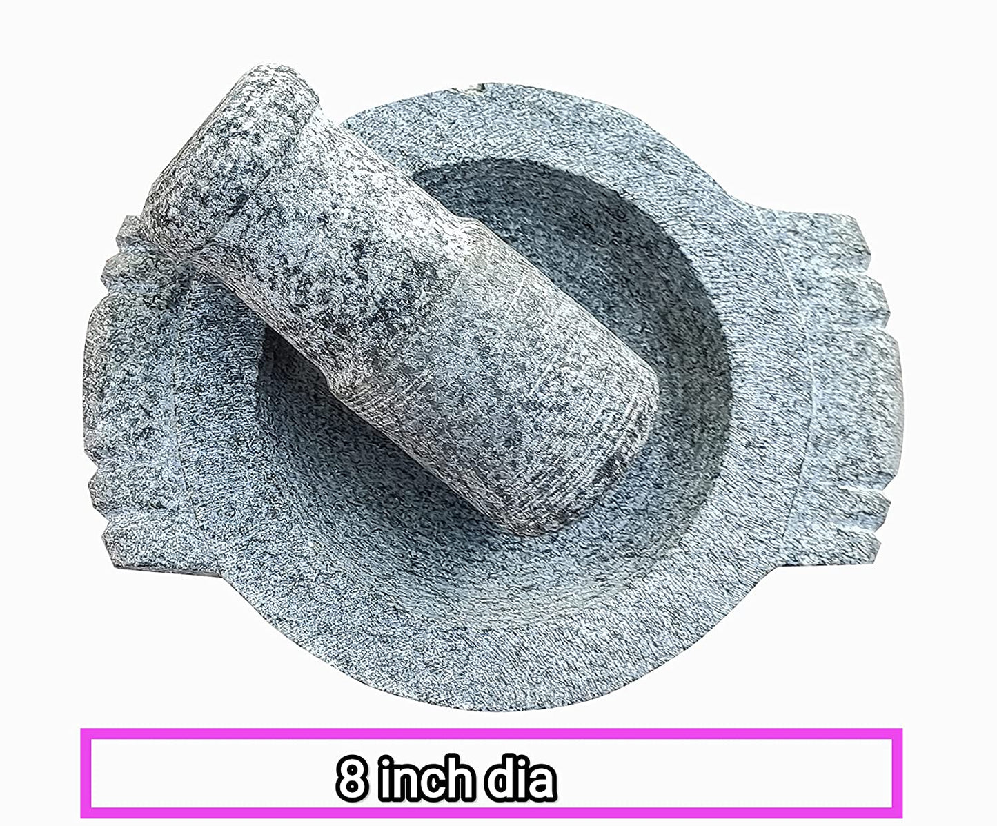 EZAHK Stone uruli for Home Decor, Stone Urli Ethnic Traditional Bowl Showpiece,uruli for Flowe Decoration,Bowel, declarative Bowel,2 in one uruli./ Mortor and Pestle Stone 2 in one 8 inch Dia