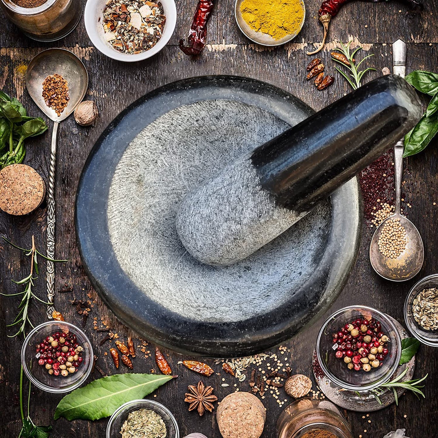 EZAHK Stone Mortar and Pestle Set (5 inch)