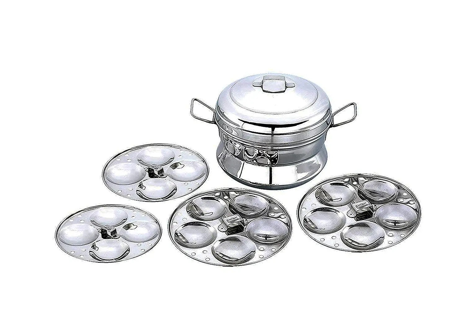 EZAHK Stainless Steel Idly Maker/Cooker/Pot/Boiler/Panai(18 IDLY 4 Plates) for Kitchen