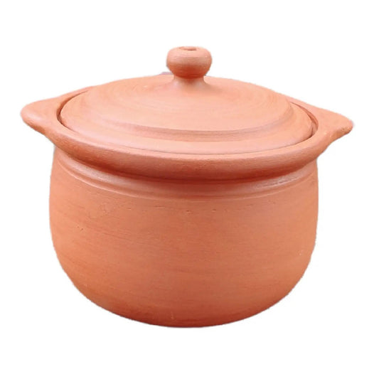 EZAHK Earthen Kadhai, Clay Pot for Cooking, Clay Pottery for Curry Dal Frying Vegetables Pre-Seasoned (2 L)