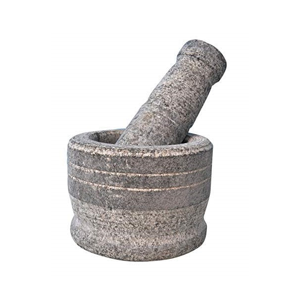 EZAHK Stone Mortar and Pestle Set for Kitchen, Home, Herbs (Height 4 inch Width 5.2 inch ) Large Size Kitchen tools