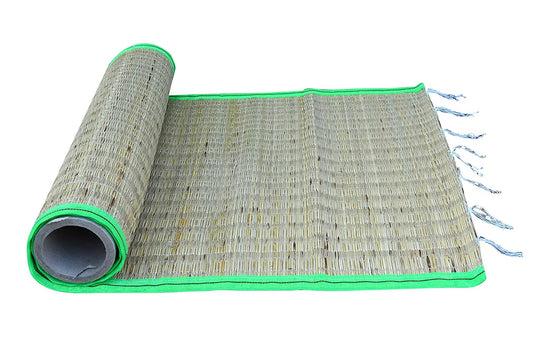 EZAHK Traditional Floor Yoga/Sitting Mat, Korai Grass Mat, Handmade Organic and Eco-Friendly River Multicolour (2X4 ft)