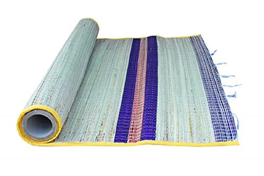 EZAHK Handmade Organic and Eco-Friendly Korai Grass Mat, Sleeping Sitting Mat - Multicolour (4X6 ft)