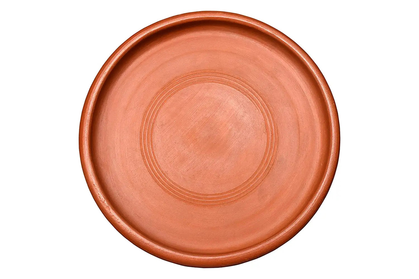 EZAHK Eco Friendly Natural Traditional Hand Made Clay Dining Cum Serving Plate (10 inch)