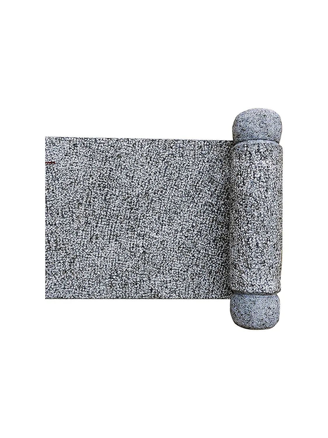 EZAHK Ammikallu, SIL Batta, Village, Natural Home Decor, Traditional Hand Grinder, Mortar and Pestle Set (12x8 inch) Black