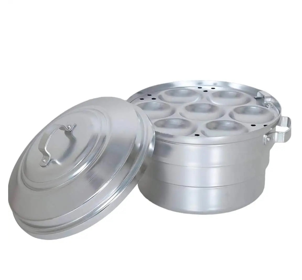 EZAHK Standard Anodised Aluminium Idly Maker/Satti/Steamer/Cooker 12 Pot Export Quality, Silver